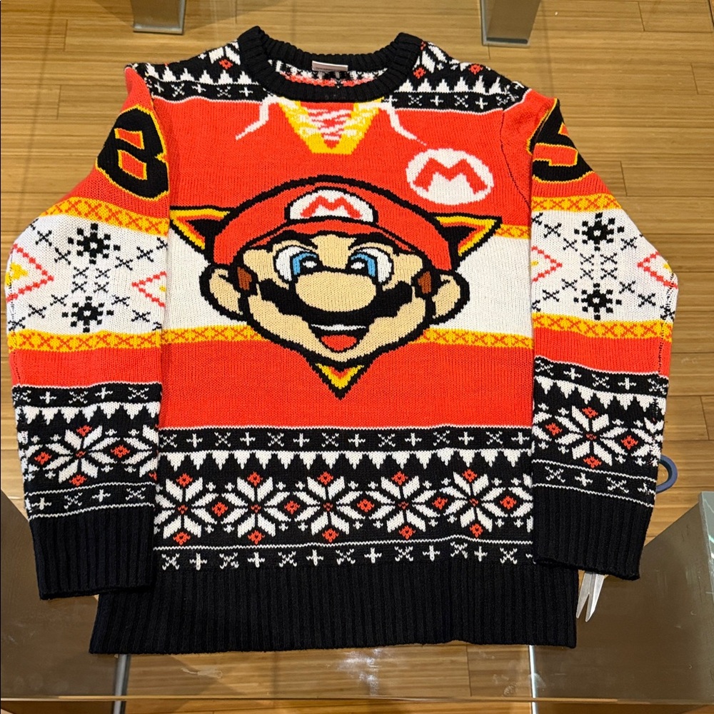 Mario Themed Red and Black Sweater